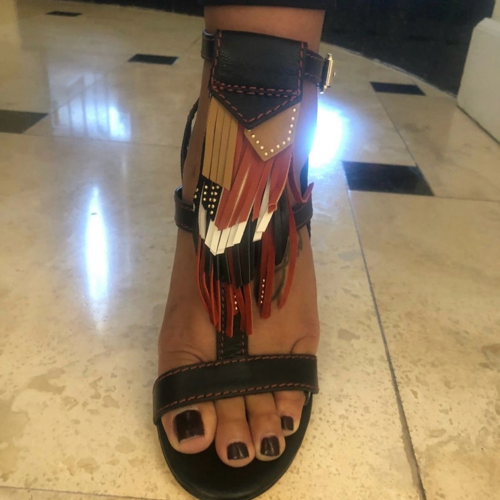 Black and Multicolor Women's Sandals
